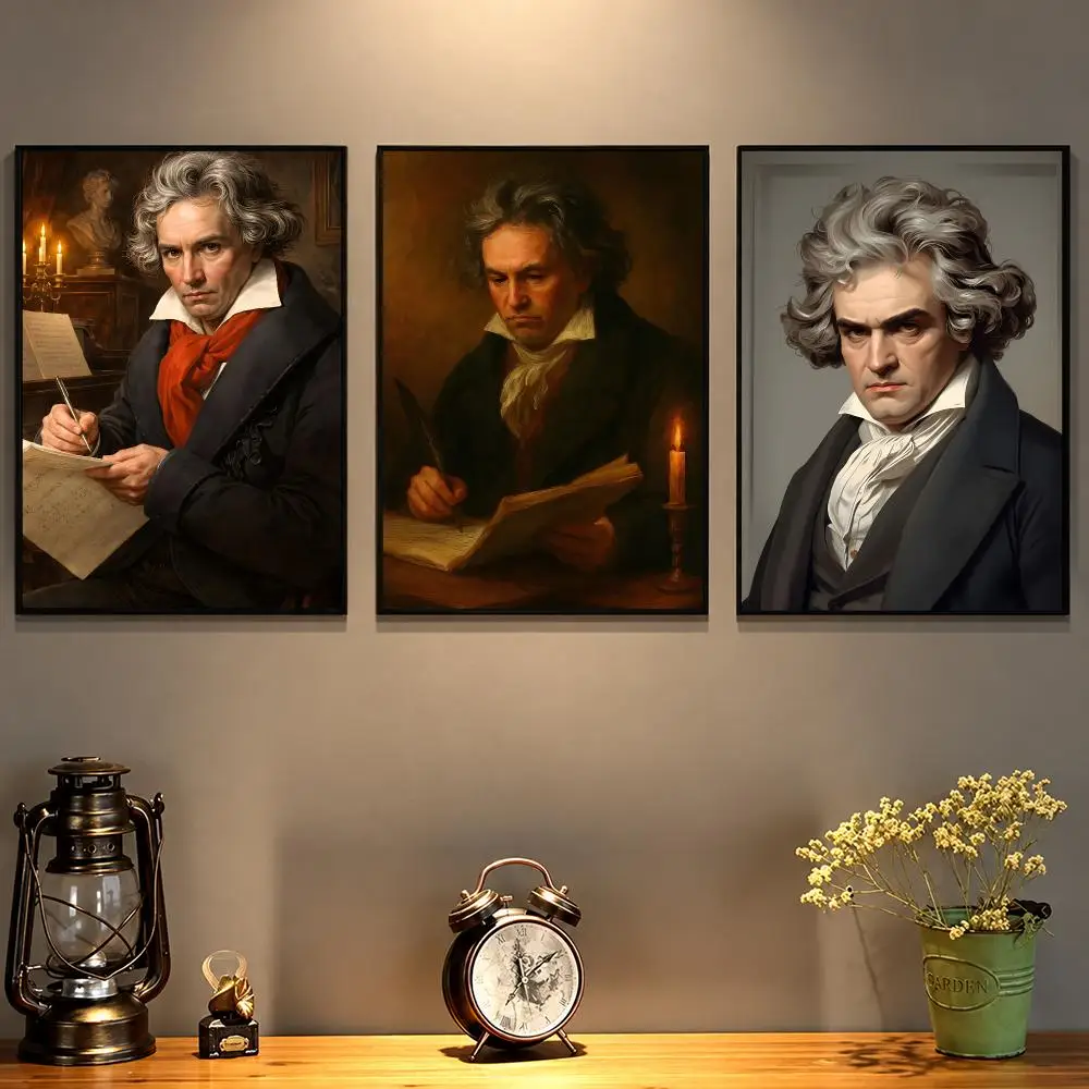 Musician L-Ludwig Van Beethoven Poster Decorative Wall Art Stickers Mural For Home Living Room Hallway Decor Gift