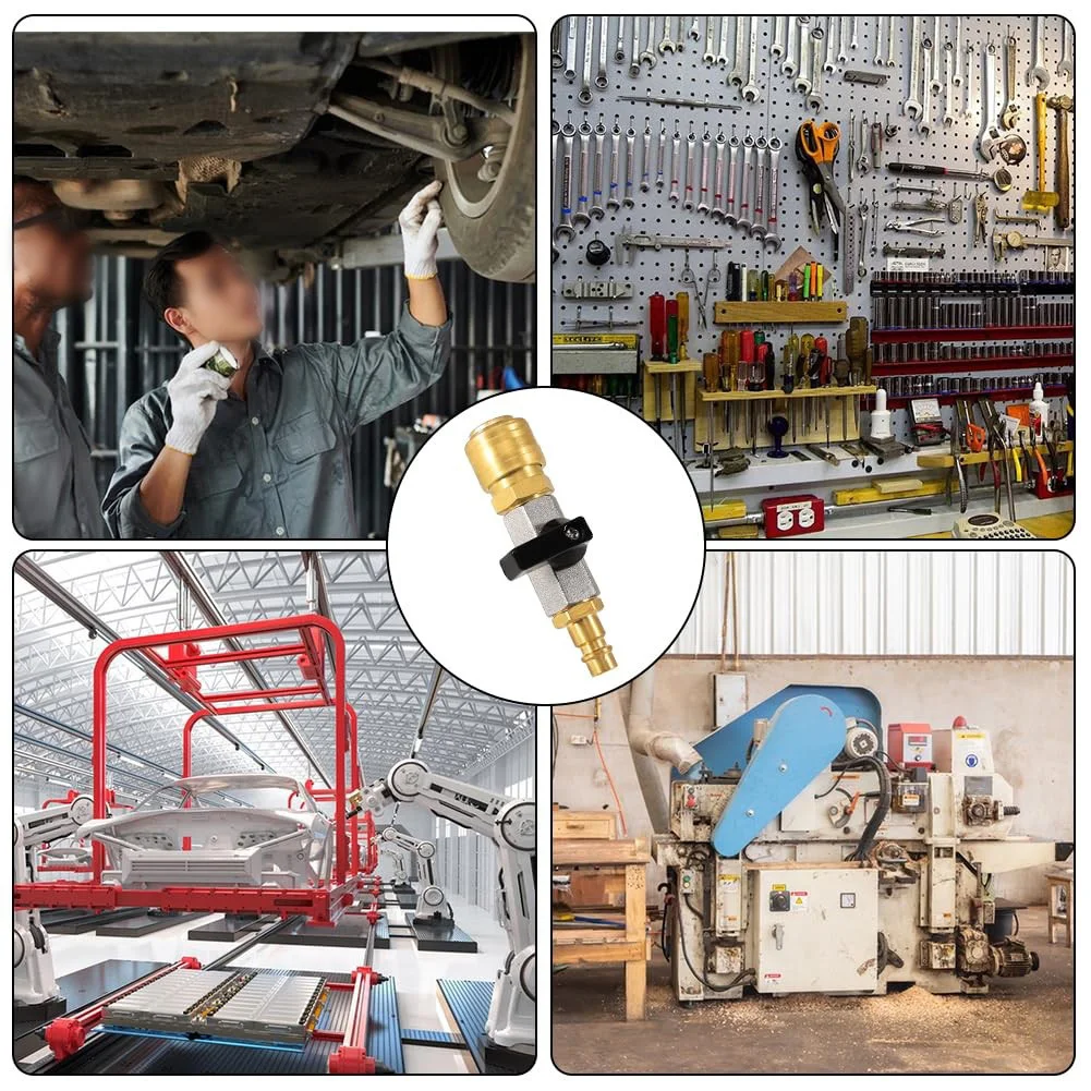 1/4 Inch Compressed Air Connector Kit Featuring Brass Ball Valve Quick Coupling and NW 7.2 Grommet for Shop Air System Setup