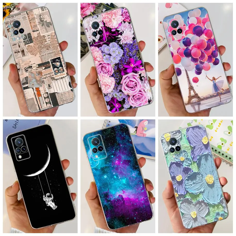 For Vivo V21 4G 5G Case V2066 V2108 V2050 Popular Flower Space Soft Silicone Phone Cover For Vivo V21e Fundas V2055 V2061 Bumper