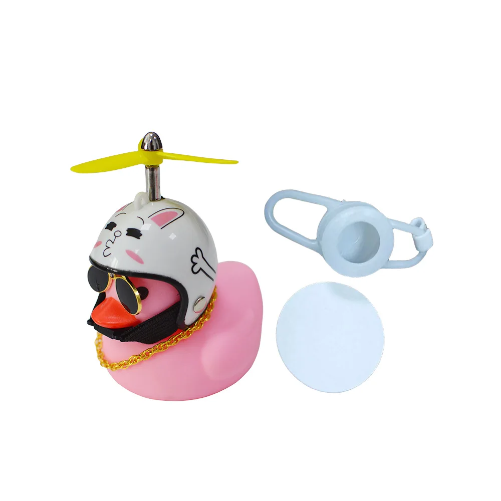 Rubber Small Yellow Duck with Helmet Car Interior Decoration Accessories Cycling Bell Kids Bike Horn Propeller Without Lights image 3