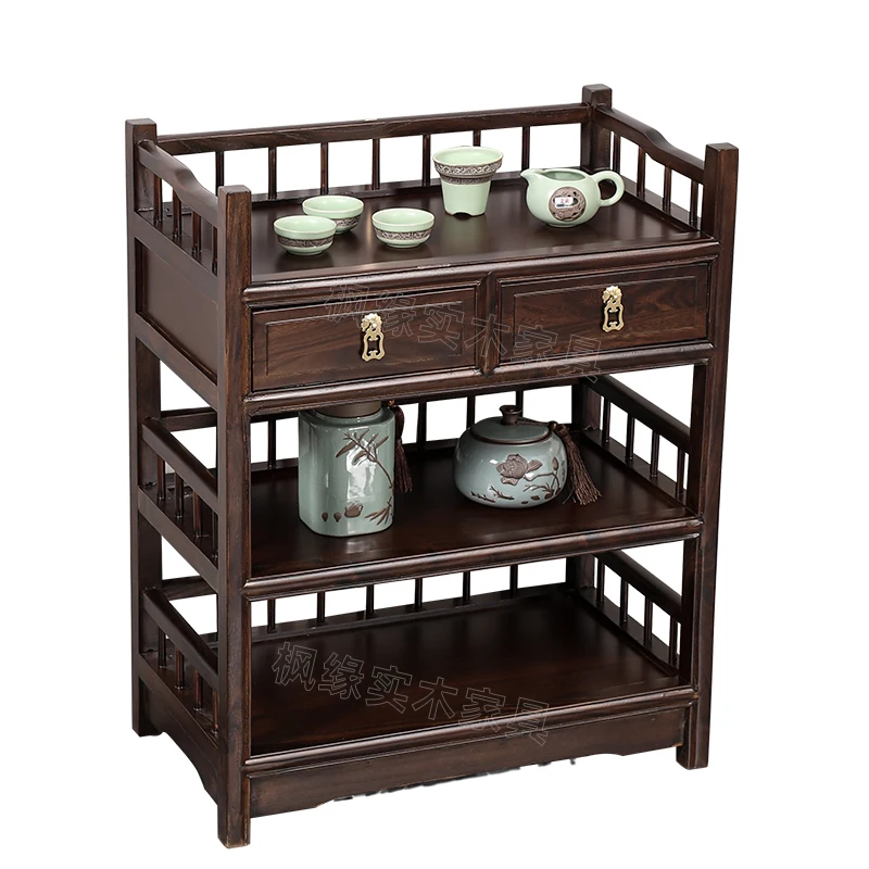 

YY Solid Wood Tea Cabinet Tea Cabinet Locker Living Room Storage Rack Small Sideboard Cabinet