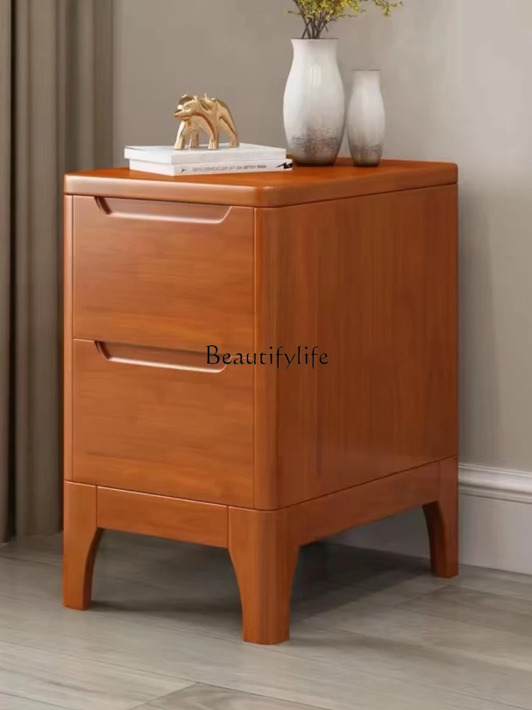 Solid Wood Ultra-Narrow Bedside Table Mini Full Bed Slit Storage Cabinet