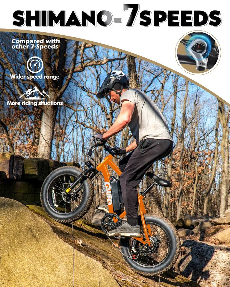 Qlife Racer Fat Tire 2.0 Electric Bike for Adults, 20"×4.0" Fat Tire Electric Mountain Bike, Peak 1800W 48V 15.6Ah,  28MPH 65 Miles  Electric Bicycle, 7-Speed image 8