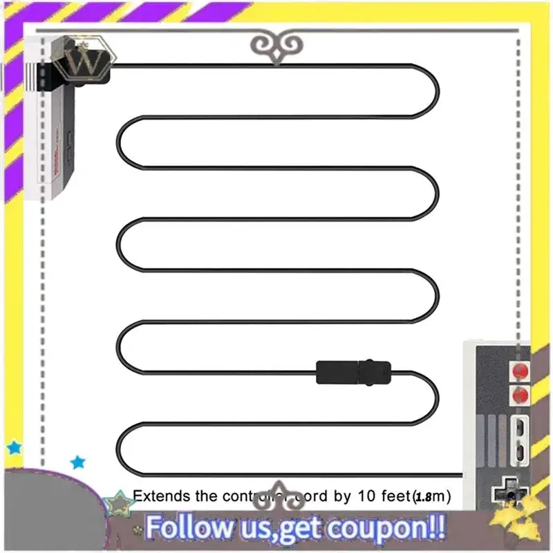 AU33-1.8M Cable de extensión Fornintendo For2017 Nintendo SNES Classic Mini Controller Fornes Wii Controller Negro