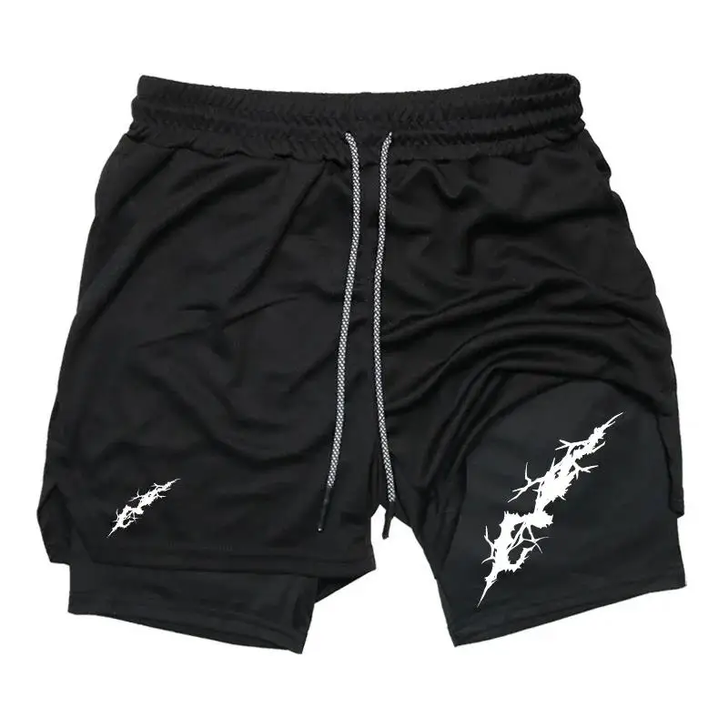 Handtuchschlaufen-2-in-1-Freizeit- und Sportshorts für Herren, Fitness-, Gym-, Workout- und Laufshorts mit Tasche, bequeme Activewear