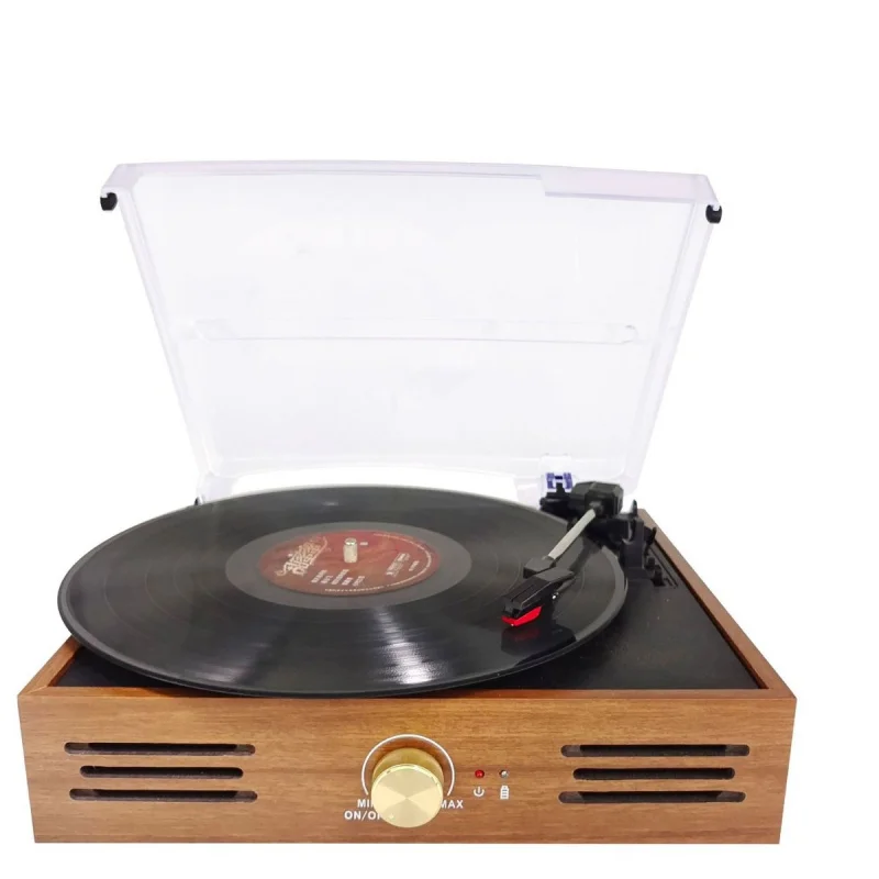 

Классический Bluetooth-проигрыватель в стиле ретро с прозрачной защитной крышкой