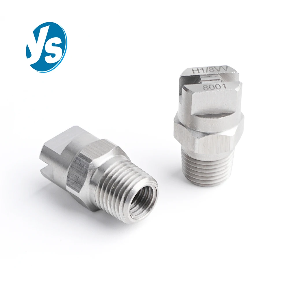 جودة عالية 1/8 "1/4" 15 ~ 110 درجة SS304 مروحة مسطحة HVV HU فوهة الرش ، تنظيف المصنع الصناعي ، غسل إزالة الغبار