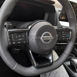 For Nissan Qashqai J12 2023 2024 2025 LHD ABS Carbon Fiber Steering Wheel Switch Button Sequins Cover Car Accessories