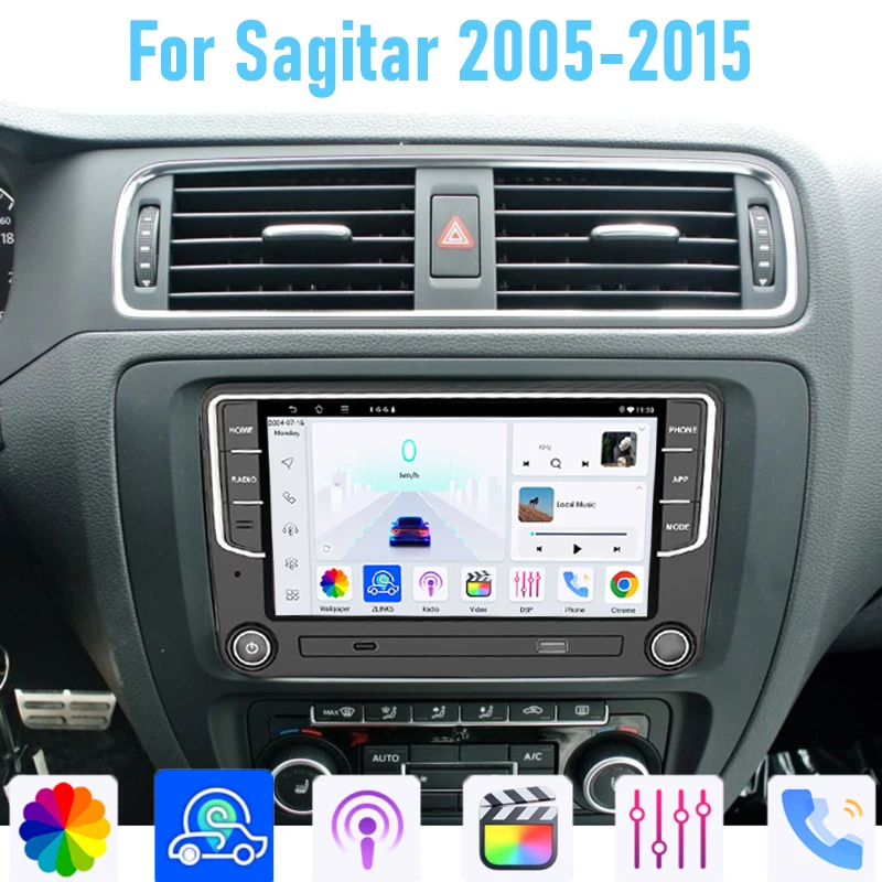 

7'' For Sagitar 2005-2015 Car Stereo Radio Wireless Apple Carplay GPS BT Android 15 Auto Head Unit Camera WIFI 4-64GB