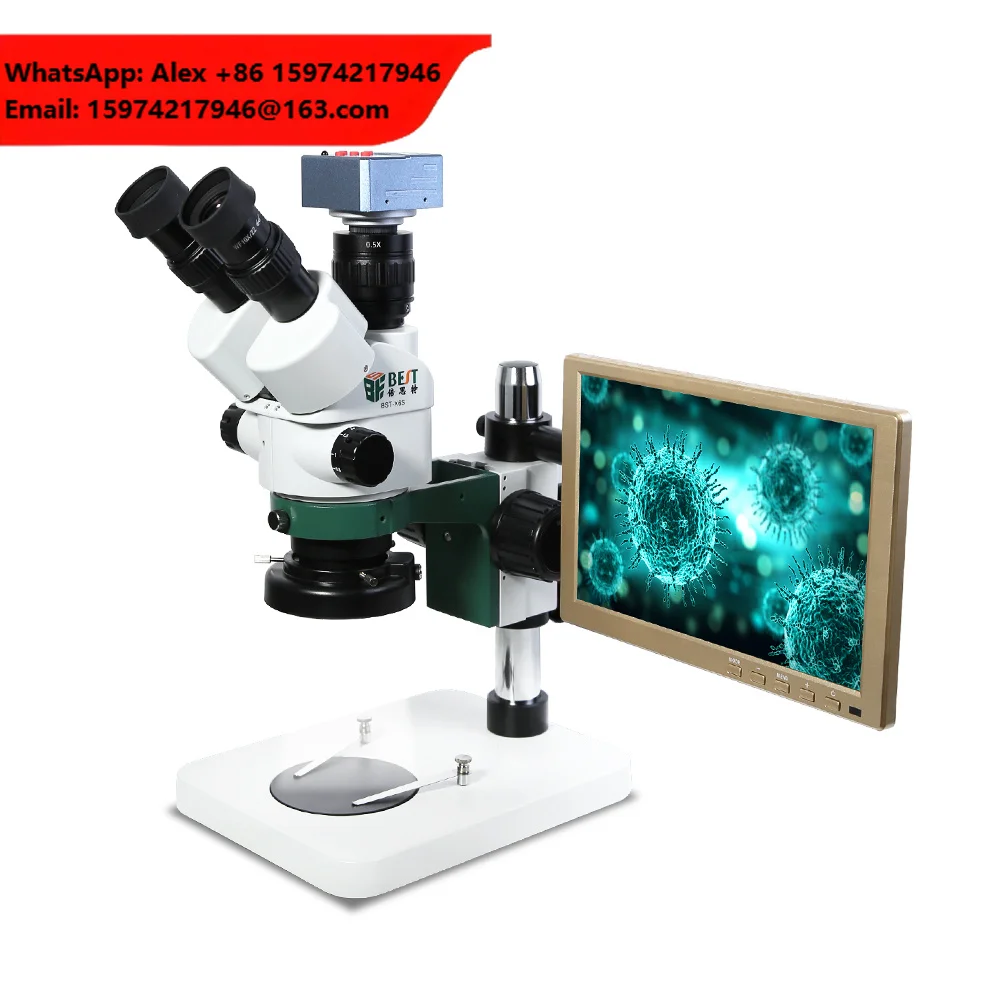 BST-X6S 6X-55X Adjustable Lab Stand Trinocular Stereo Microscope With 4K Camera For PCB Inspection Repair Tool For Professionals
