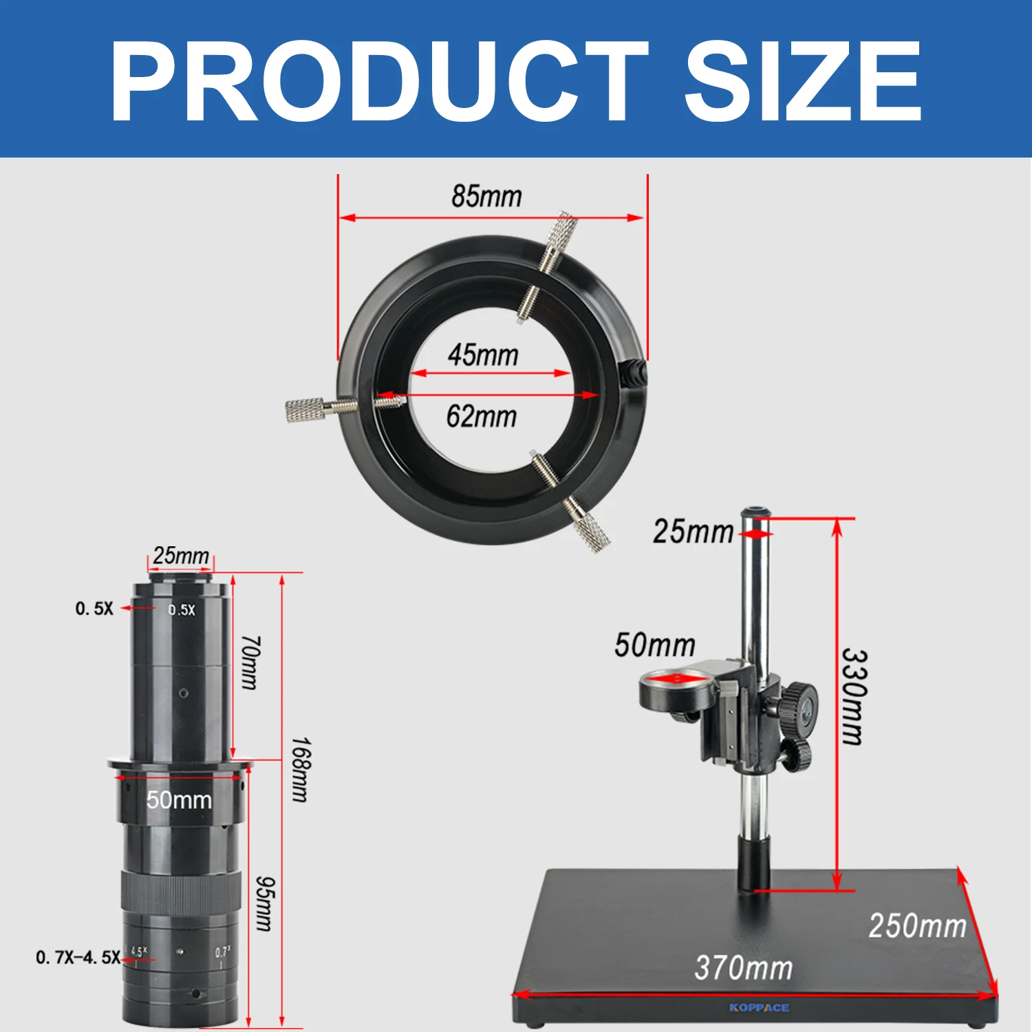 KOPPACE 13X-85X Electron Measuring Microscope 4K HD Camera 13.3-inch HD Monitor