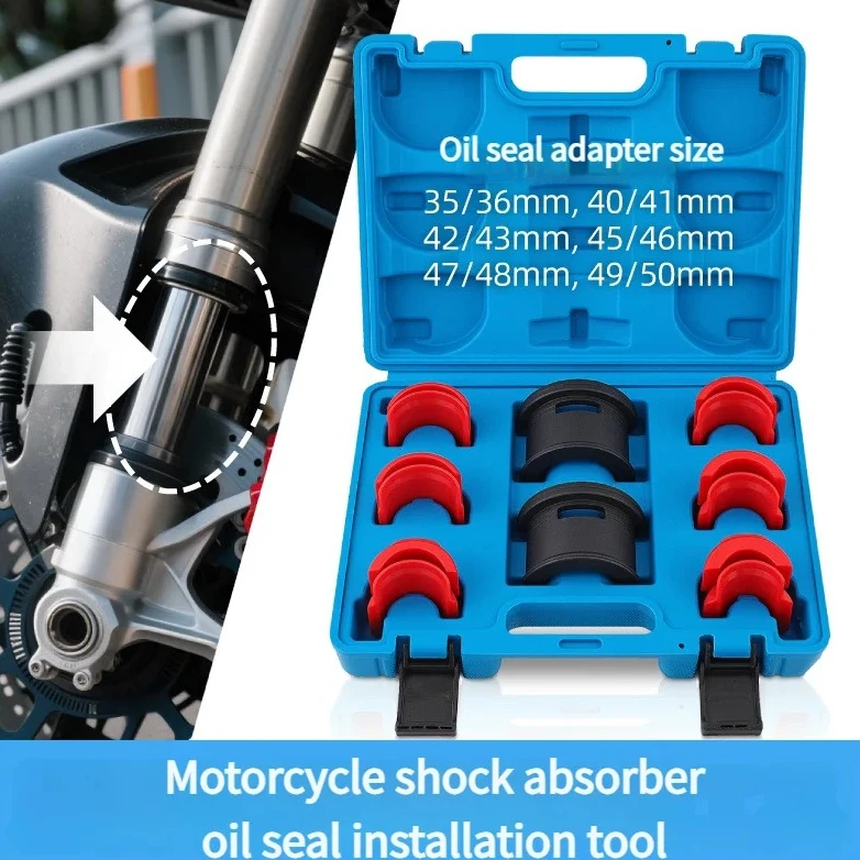 14Pcs 35/36 40/41 42/43 45/46 47/48 49/50MM Adapters Motorcycle Bike Fork Seal Driver Tool Kit Universal Installer Driver Set