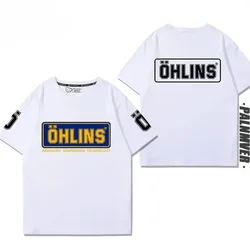 OHLINS Motorcycle Shock Absorbers Modified T-shirt Casual Fashion Men's and Women's Racing Club Short Sleeves Can Be Customized