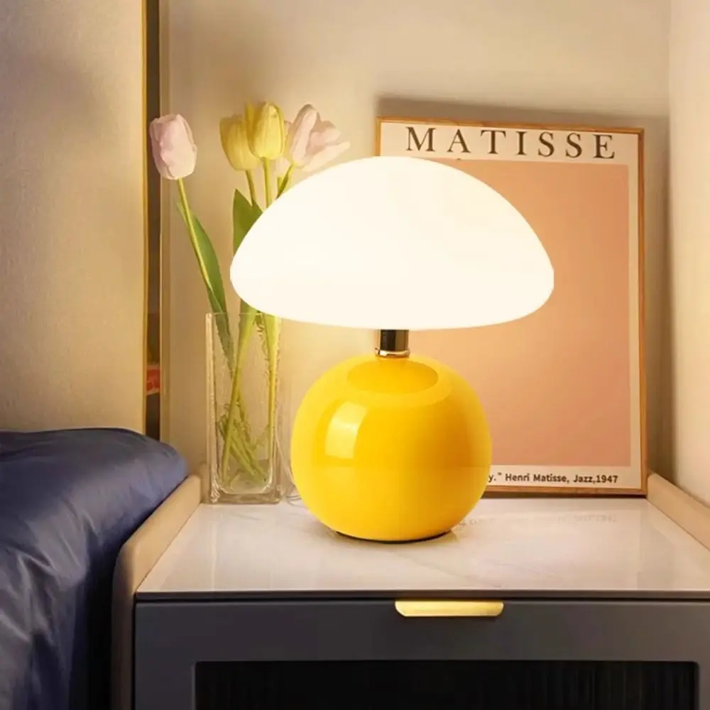 

Creative Creamy Style Mushroom Bedside Lamp Tri Color Dimming USB Plug Table Lamp Gift Atmosphere Light Bedroom