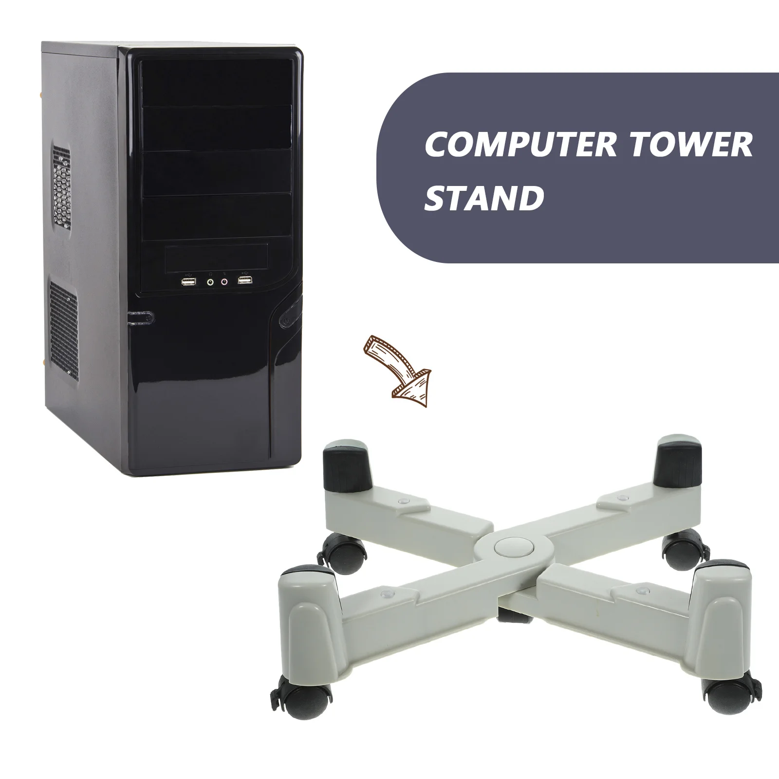 Computer Tower Stand With Wheels Heat Dissipation Design Modern Cpu Holder For Desktop Pc Accessory Mobile Rack Home