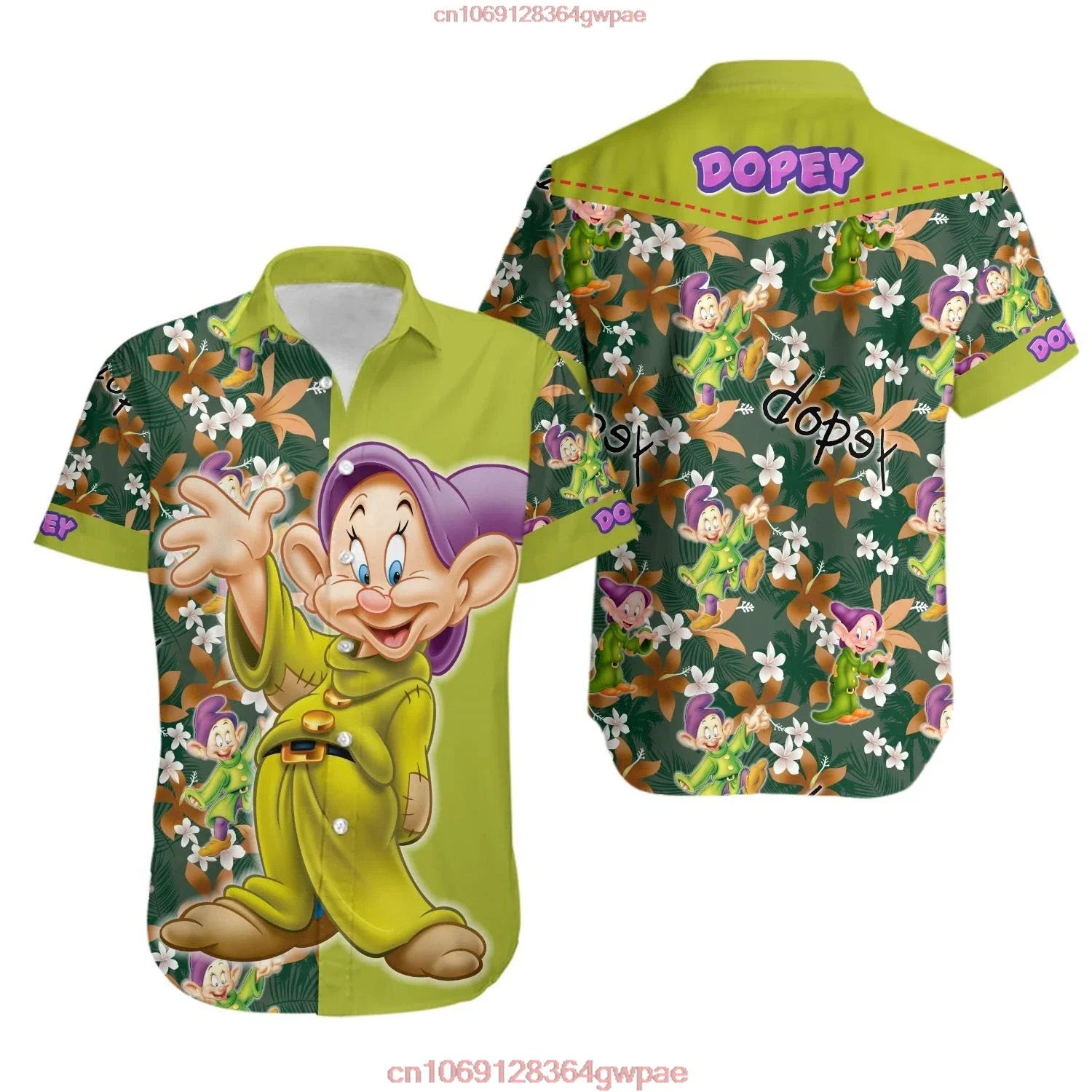 Disney Dopey Dwarf Hawaiian Shirt Men Women Short Sleeve Beach Shirt Disney Hawaiian Shirt Fashion Casual Shirt Top