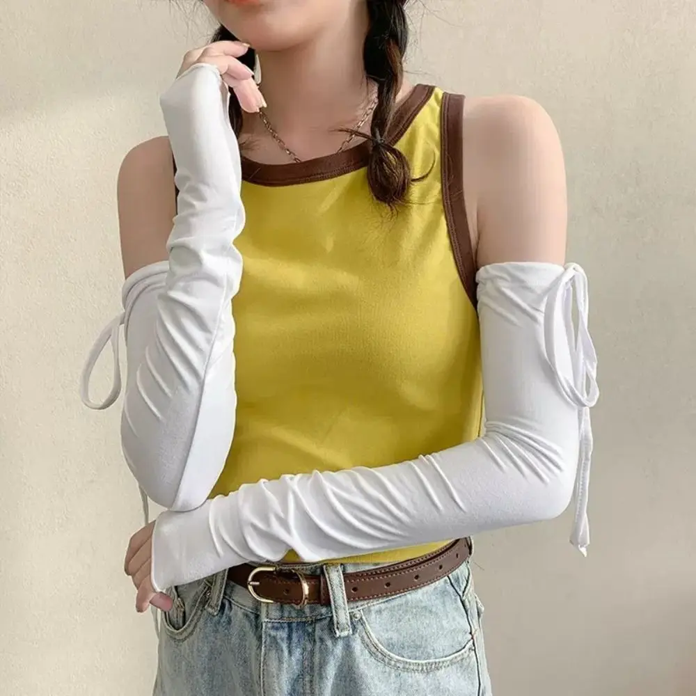 Fashion Bowknot Strapping Arm Warm Gloves Lolita Gothic Punk Fingerless Mittens Cosplay Clothing Accessories Anime Gloves y2k