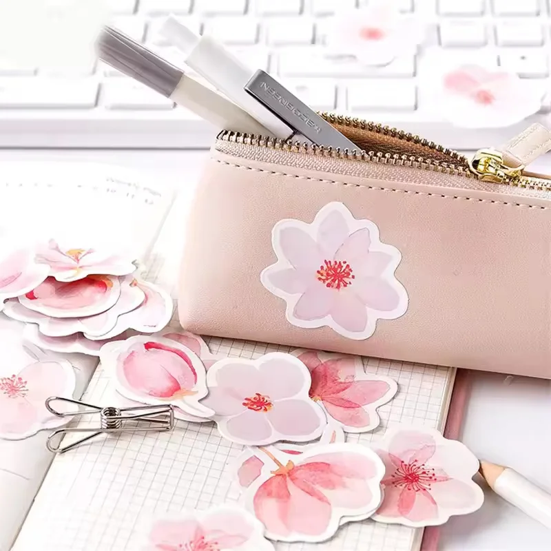 45 Sheets Cherry Blossom Stickers Album Collage Label Sticker Water Cup Stickers Student Stationery Stickers
