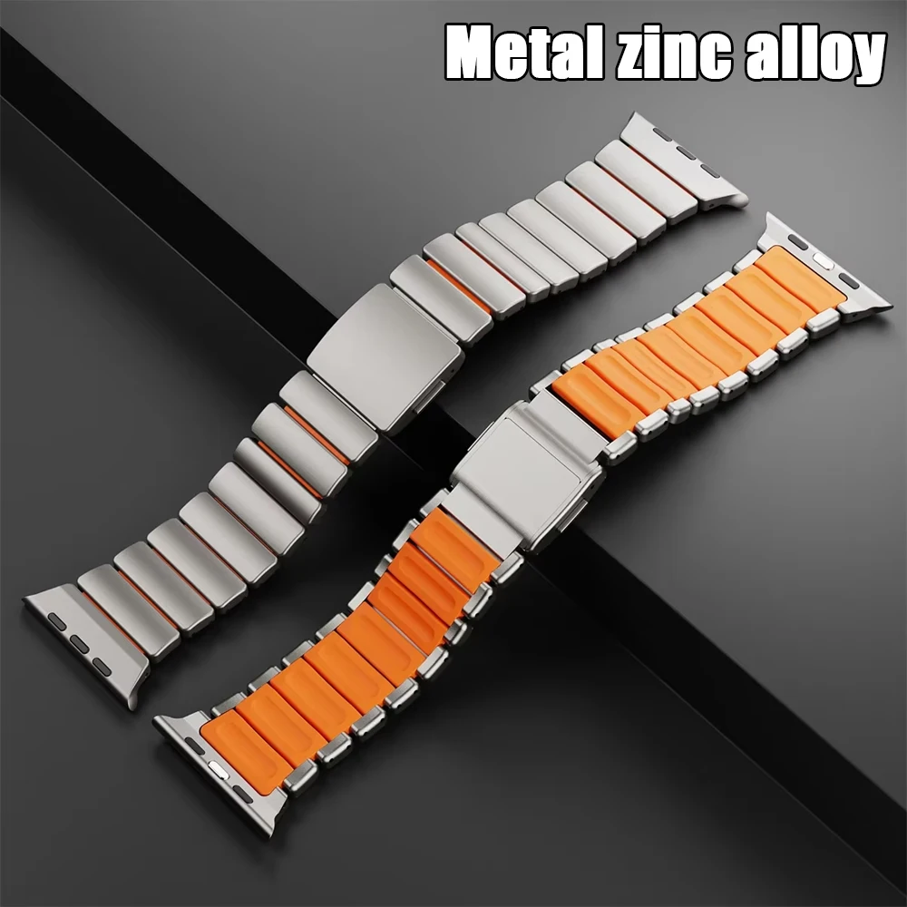Metallarmband für Apple Watch Ultra 3 11 10 9 8 7 SE 6 Silikon-Magnetarmband Zinklegierungsarmband IWatch 42 mm 44 mm 45 mm 46 mm 49 mm