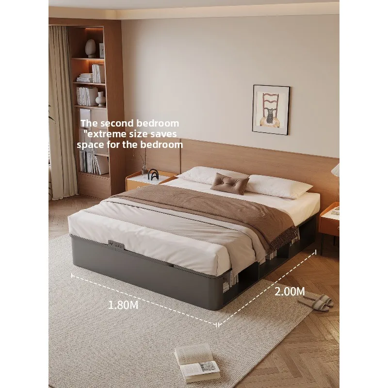 0 Glue wrought iron high box storage bed without bedside flush edge box drawer bed storage
