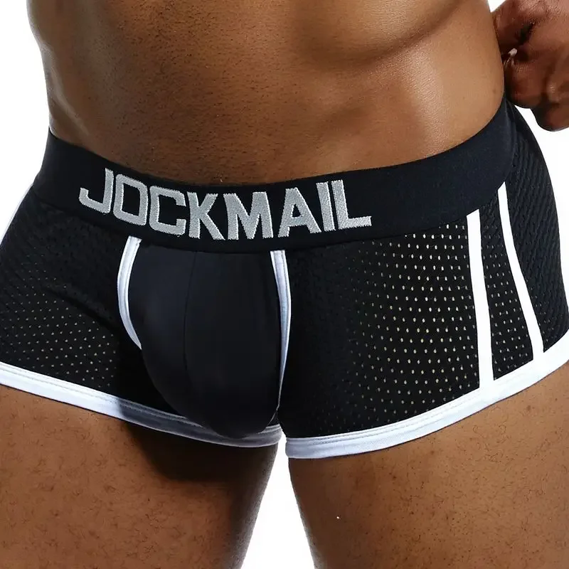 JOCKMAIL Brand Underwear Boxer Men Breathable Mesh Men\'s Boxers Male Underpants Sexy Gay penis pouch Panties Mens Trunks Pant