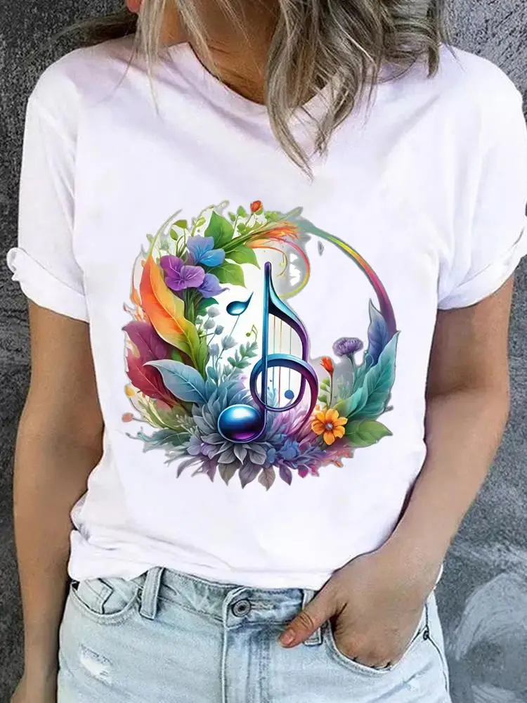 

Sweet Lovely Flower Casual T Print Short Sleeve Clothes Tees Clothing Fashion Ladies Popular O-neck Women Graphic T-shirts