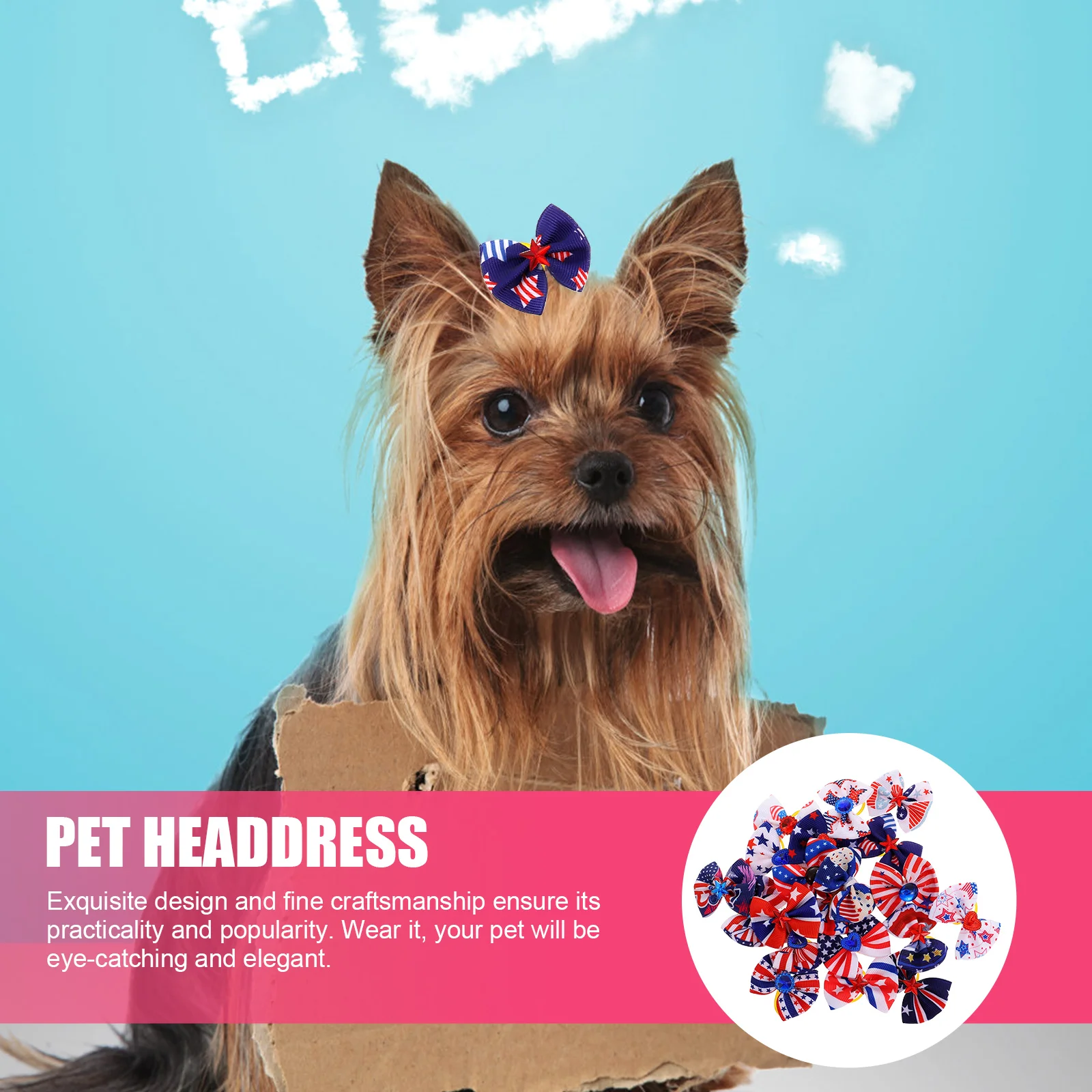 

20pcs Pet Head Flower Hair Bows Dog Bow Decoration for Small Dogs Tie Puppy Grooming Bows Multi Function Dog Accessories