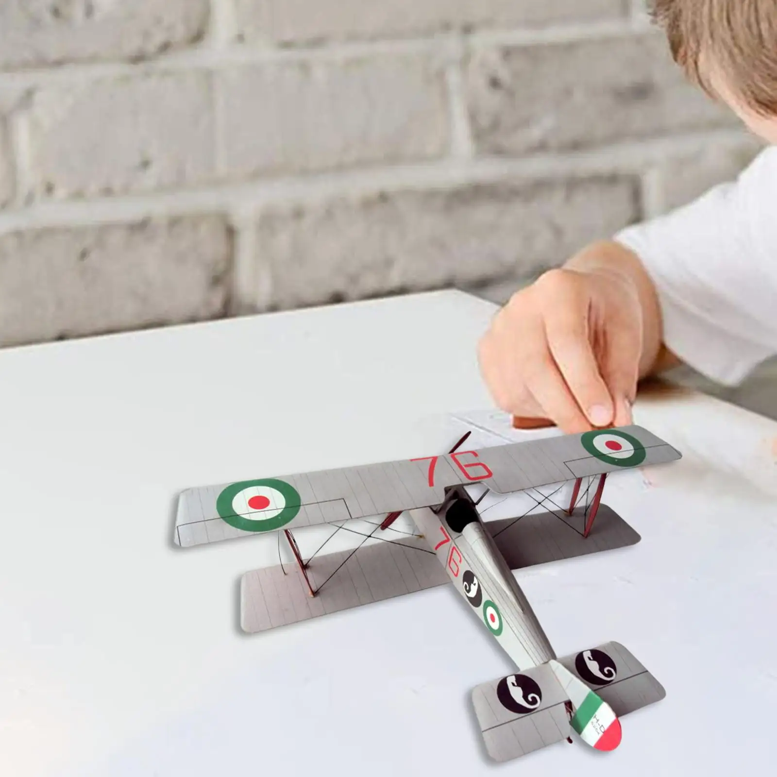 ألعاب تجميع Biplane Fighter DIY، مجموعة نماذج ورقية مقاتلة ثلاثية الأبعاد، مكعبات بناء Papercraft، مجموعات طائرات بمقياس 1:33