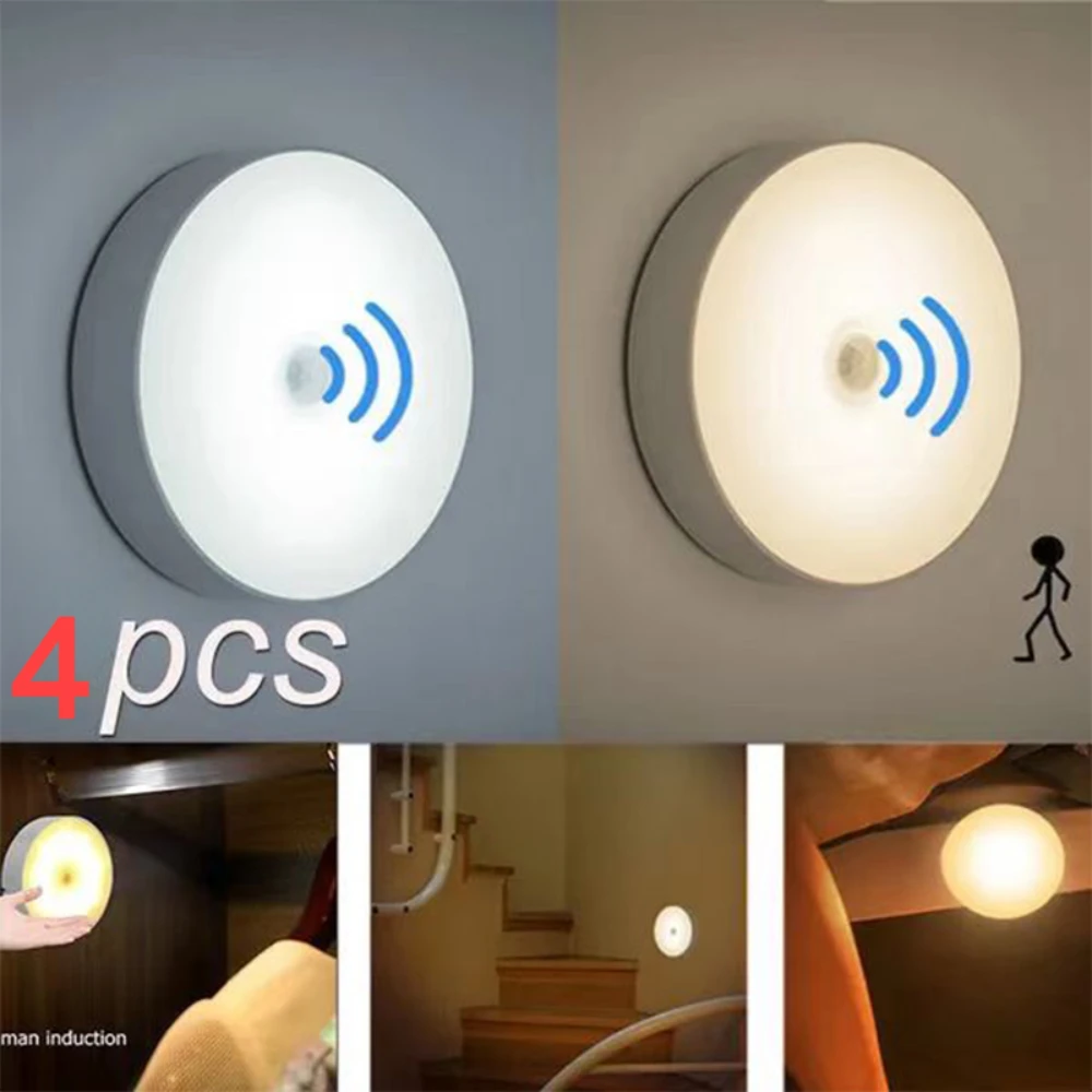 PIR Motion Sensor LED Night Light USB Rechargeable Night  Kitchen Cabinet Closet Light Stair Wireless Closet Light Mood