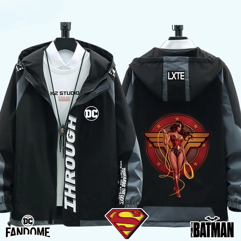 

DC anime movie Justice League Batman Clothes Printed Autumn and Winter Jacket Men and Women Loose Tops Plus Fleece Jacket