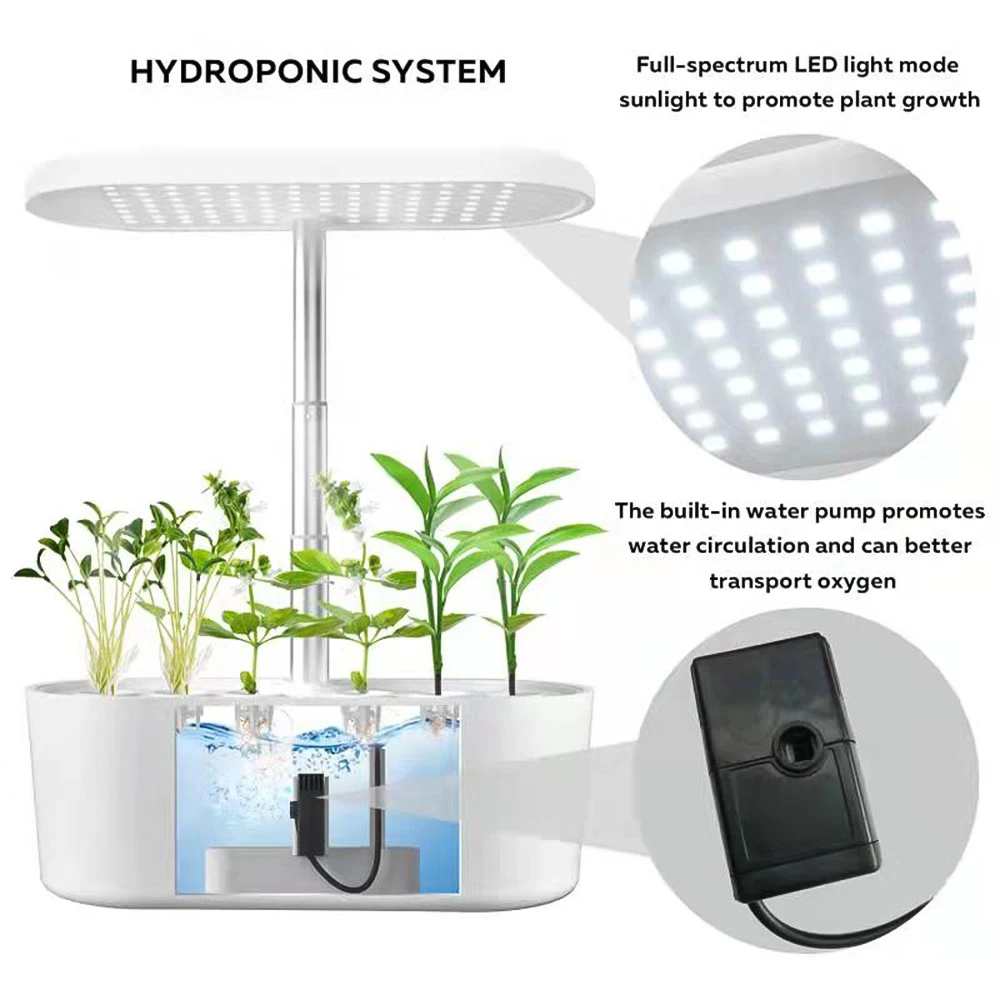 Plant Light for Indoor Plants Fruit Vegetable Touchscreen 24W Full Spectrum 104 LED Desk Grow Light with Water Pump