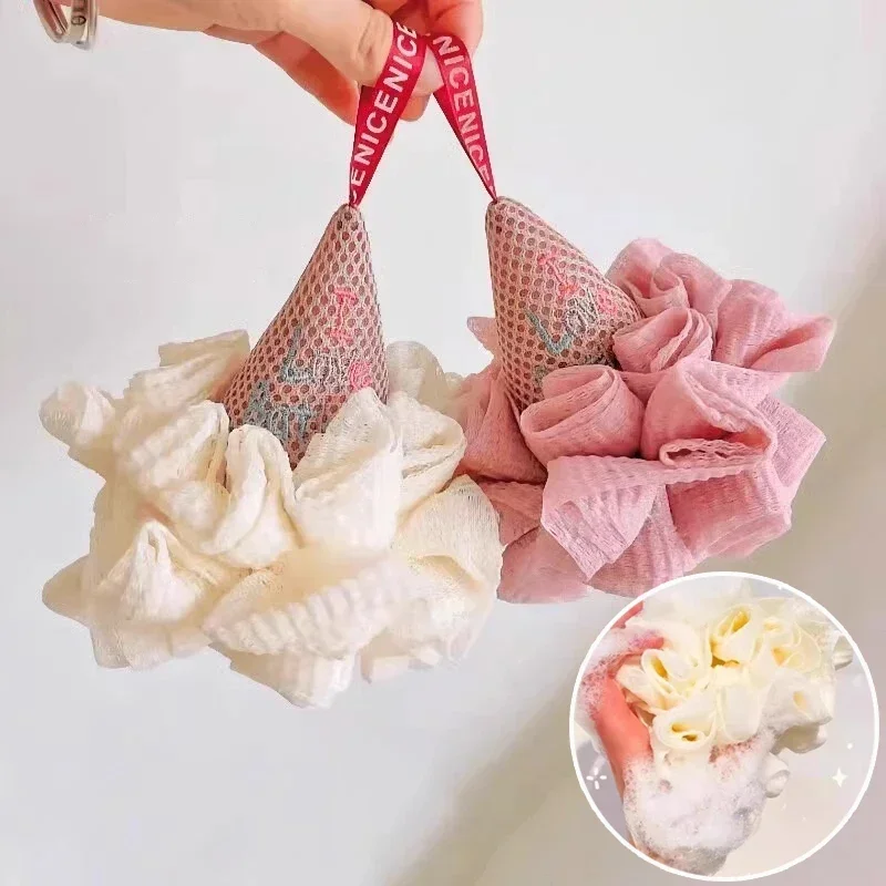 1/2Pcs Do Not Open The Loose Bath Ball Lovely Ice Cream Bath Flower Bath Wipe The Back Bubble The Net Bath Wipe The Foam Ball