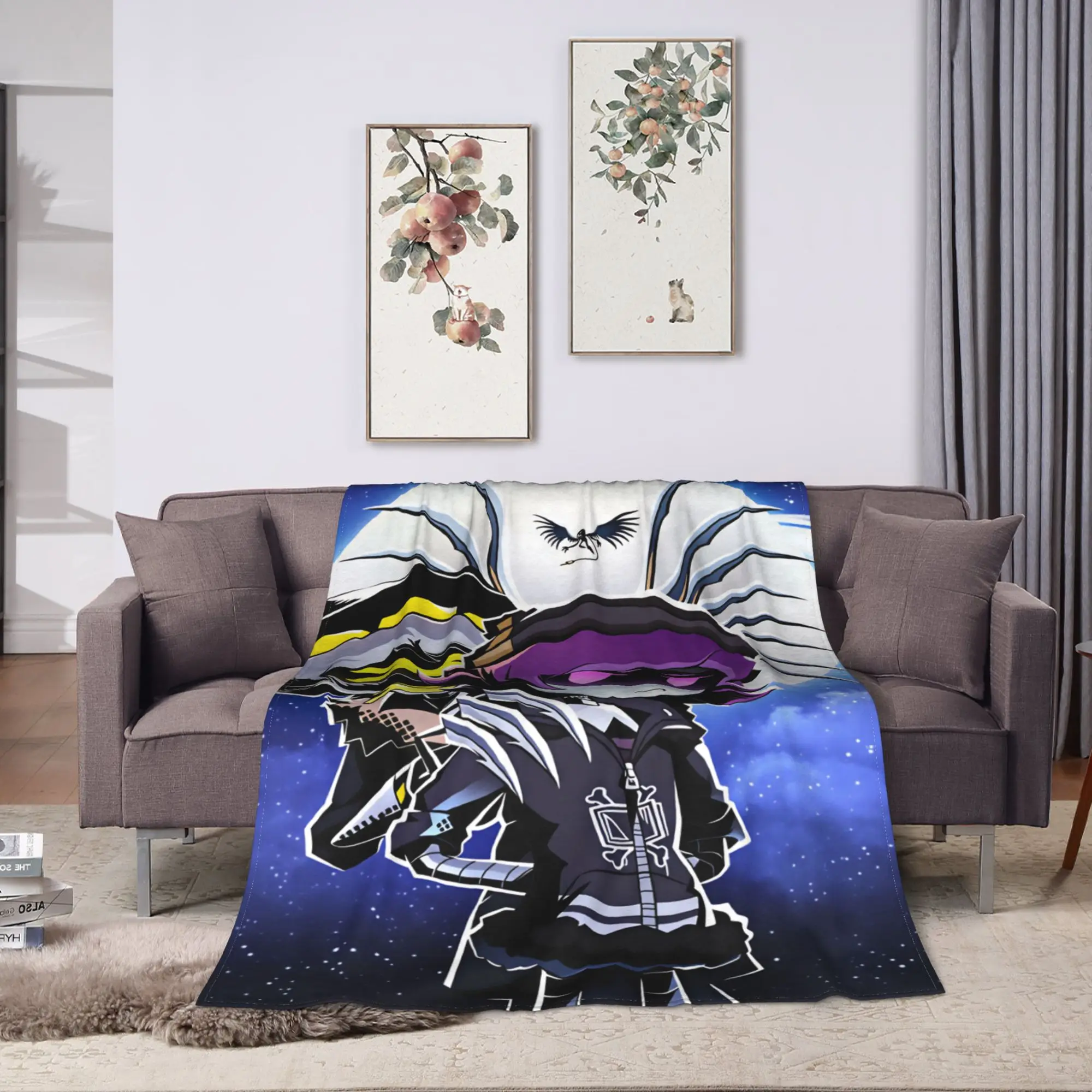 Soft Blanket Girls Boys Picnic 3D Murder-Drones Uzi Cartoon Throw Blanket  Flannel Bedspread For Couch Chair Sofa Bed Cover
