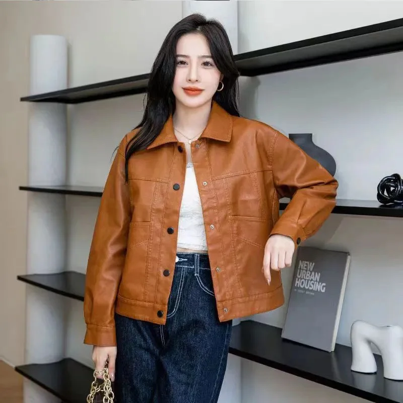 Jaqueta de couro feminina 2026 novo casaco de couro do plutônio feminino moda feminina forrado jaqueta de couro senhoras casacos casuais