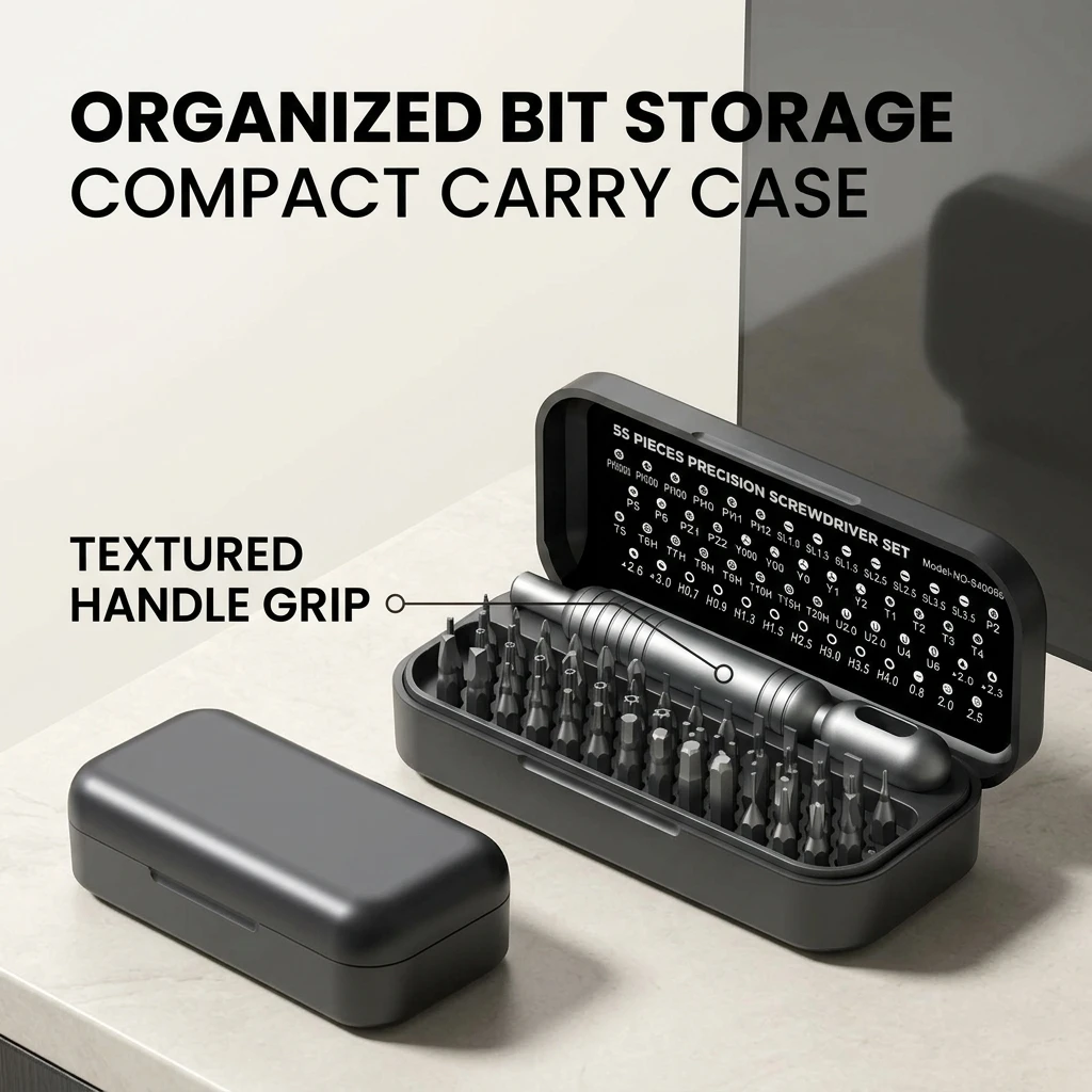 55 In 1 Magnetic Multifunctional Screwdriver Set, Portable Storage Box, Notebook Camera, Watch Maintenance Precision Tool.