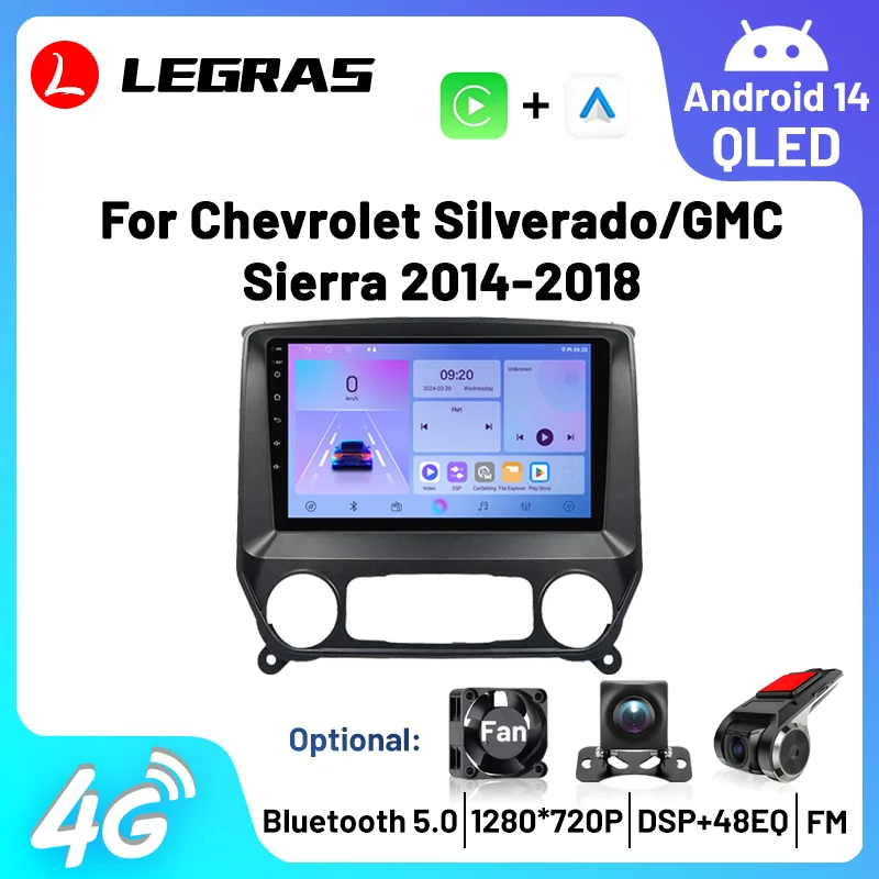 

FM DSP GPS Navigation Autoradio For Chevrolet Silverado GMC Sierra 2014-2018 Android Auto Carplay Car Radio HD Touch Screen WIFI