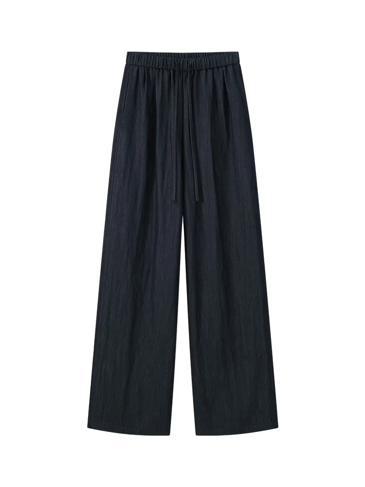 Summer Wide Leg Trousers for Women High Waist Loose Fit Breathable Straight Cut Pants, Lightweight Draped Casual Daily Wear