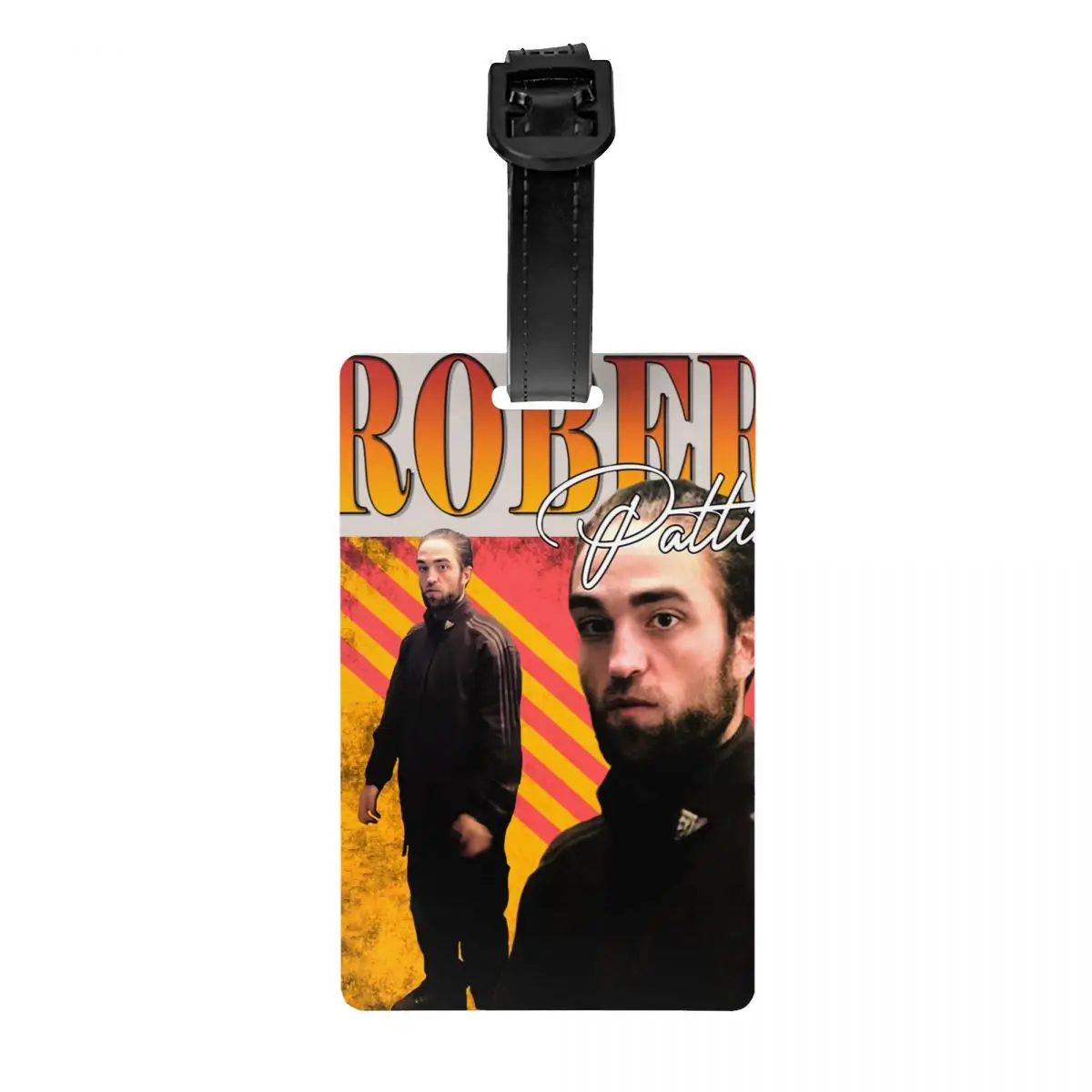 Custom Humor Robert Pattinson Standing Meme Luggage Tag With Name Card Funny Rob Privacy Cover ID Label for Travel Bag Suitcase