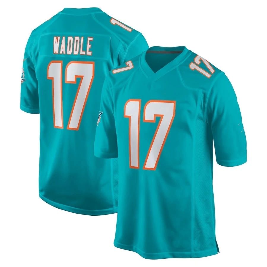 Tyreek Hill 17 Jaylen Waddle Jersey de Rugby cosido personalizado para hombres y mujeres