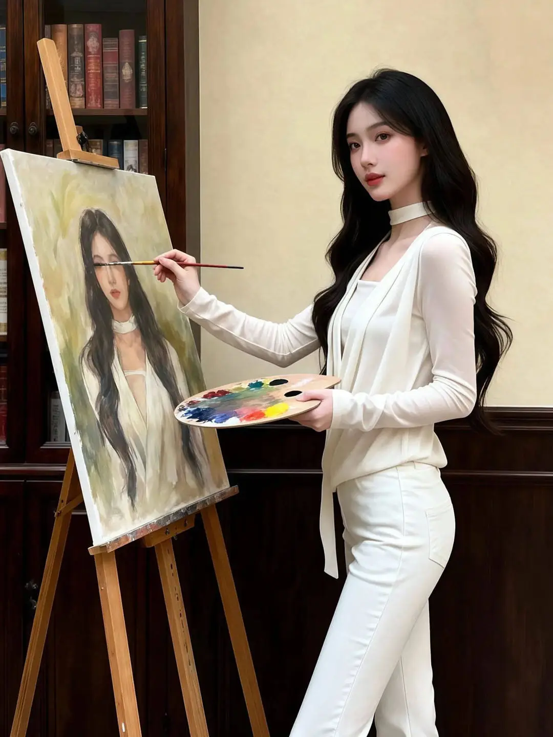 

White Long Sve V-Ne T-irt Women's Spring Autumn Loose Fit Overhead Casual Top Cross Sta Sense Two-Piece Lazy Sle