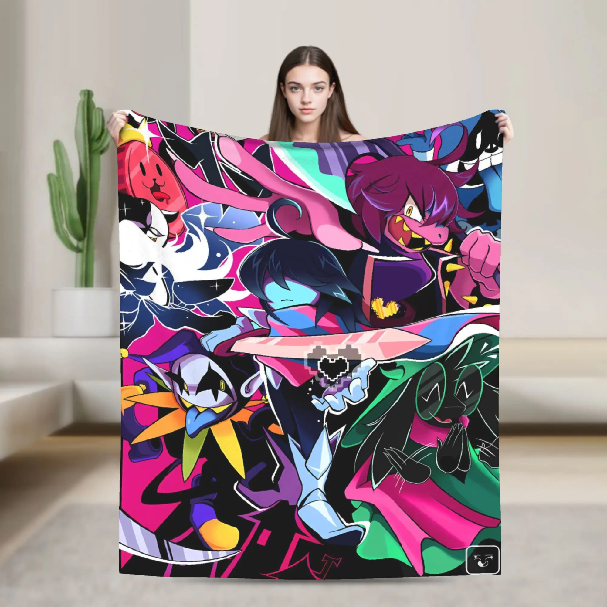 Super Warm Blanket spamton and tenna child of divorce Deltarune Game Throw Blanket  Flannel Bedspread For Outdoor Sofa Bed Cover