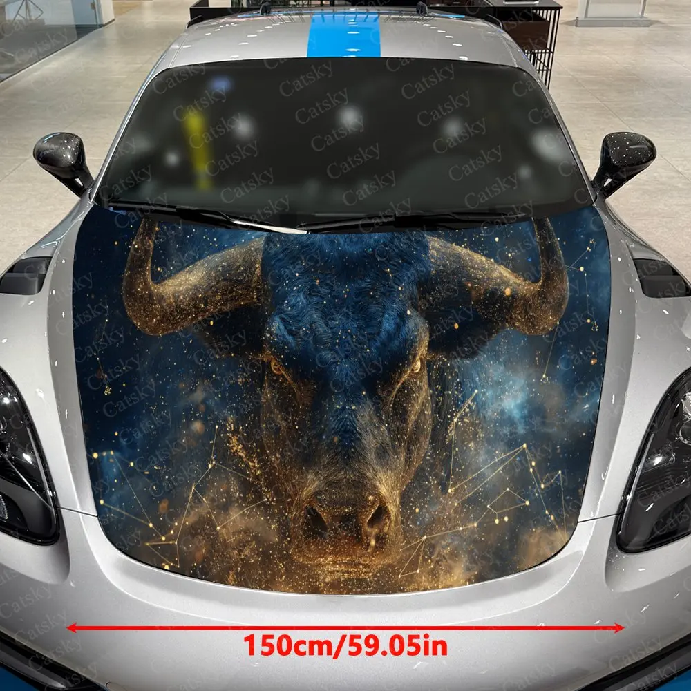 Galaxy Constellation Taurus Car Vinyl Wrap, PVC Waterproof Car Hood Sticker, Self-Adhesive Scratch-Resistant Stickers