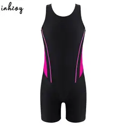 Kids Girls Legsuit Swimsuit Sleeveless One Piece Swimwear Sports Rashguard Shorty Wetsuit Surfing Swimming Jumpsuit Bodysuit