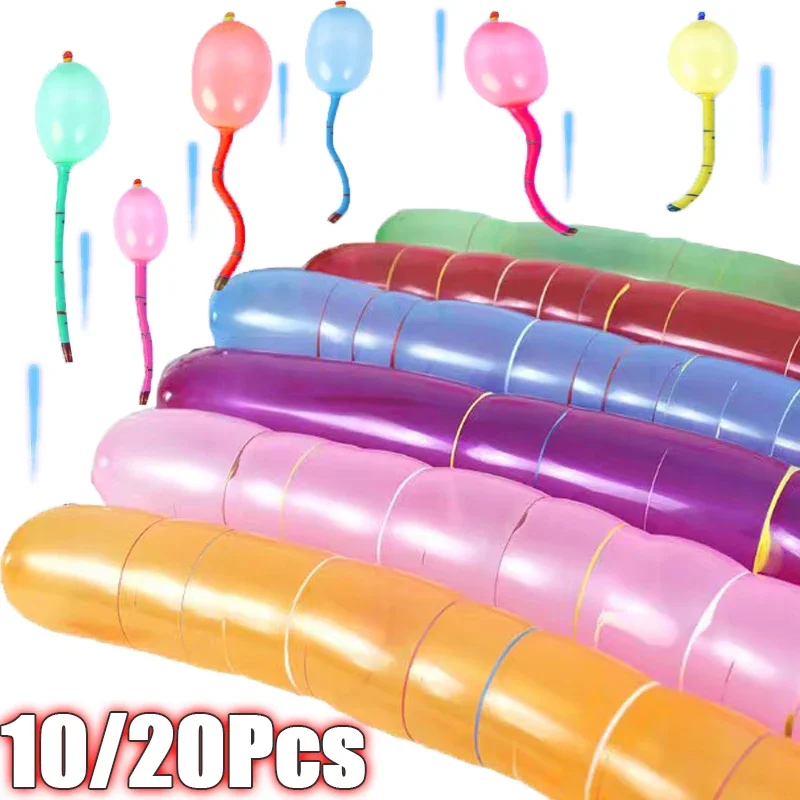 10/20PCS Flying Rocket Balloons Kids Funny Multi Colors Rubber Long Air Balls Toys Outdoor Classic Balloon Birthday Party Decor