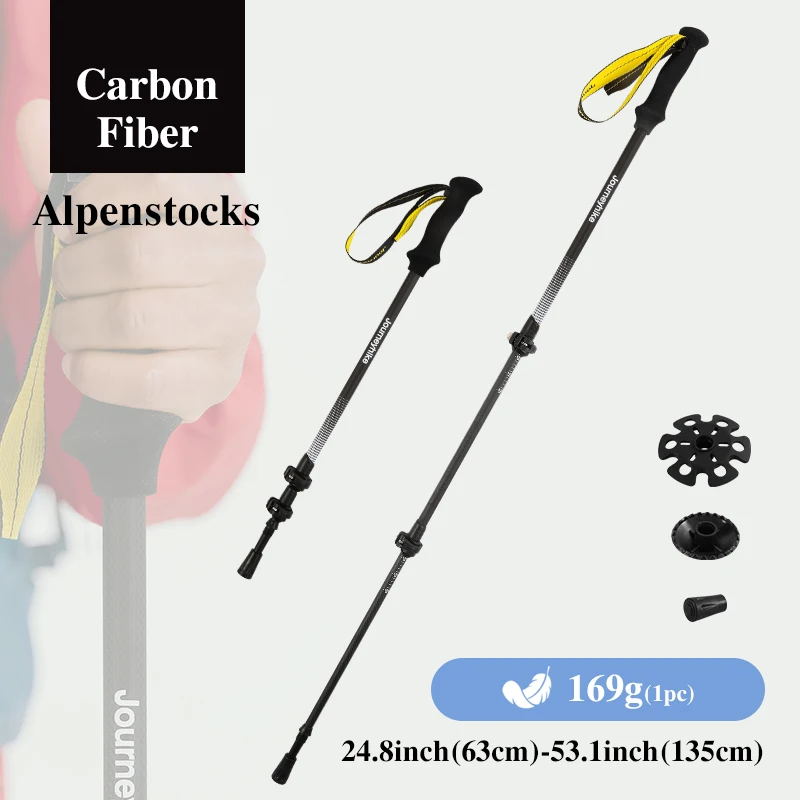 

Black Carbon Fiber Ultralight Trekking Poles - Adjustable Length Unisex for Camping Climbing Outdoor Gear