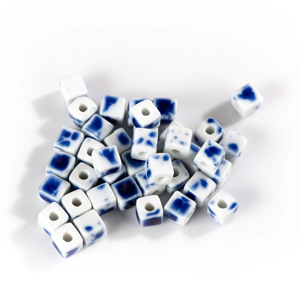 8mm Small Cube Handmade Ceramic Beads Porcelain Pendant For Jewelry Making DIY Accessories Dropshipping #XN412