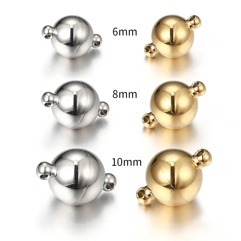 5sets Magnetic Stainless Steel Ball Shape Clasp Connector for Bracelet Necklace Jewelry Making DIY Gold Color End Converter