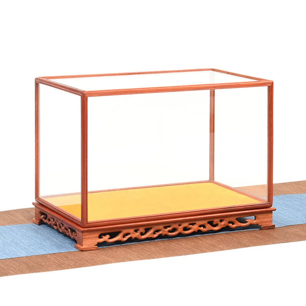 

Glass Collectibles Display Box Wooden Transparent Rectangle Storage Showcase Countertop Organizer for Buddha