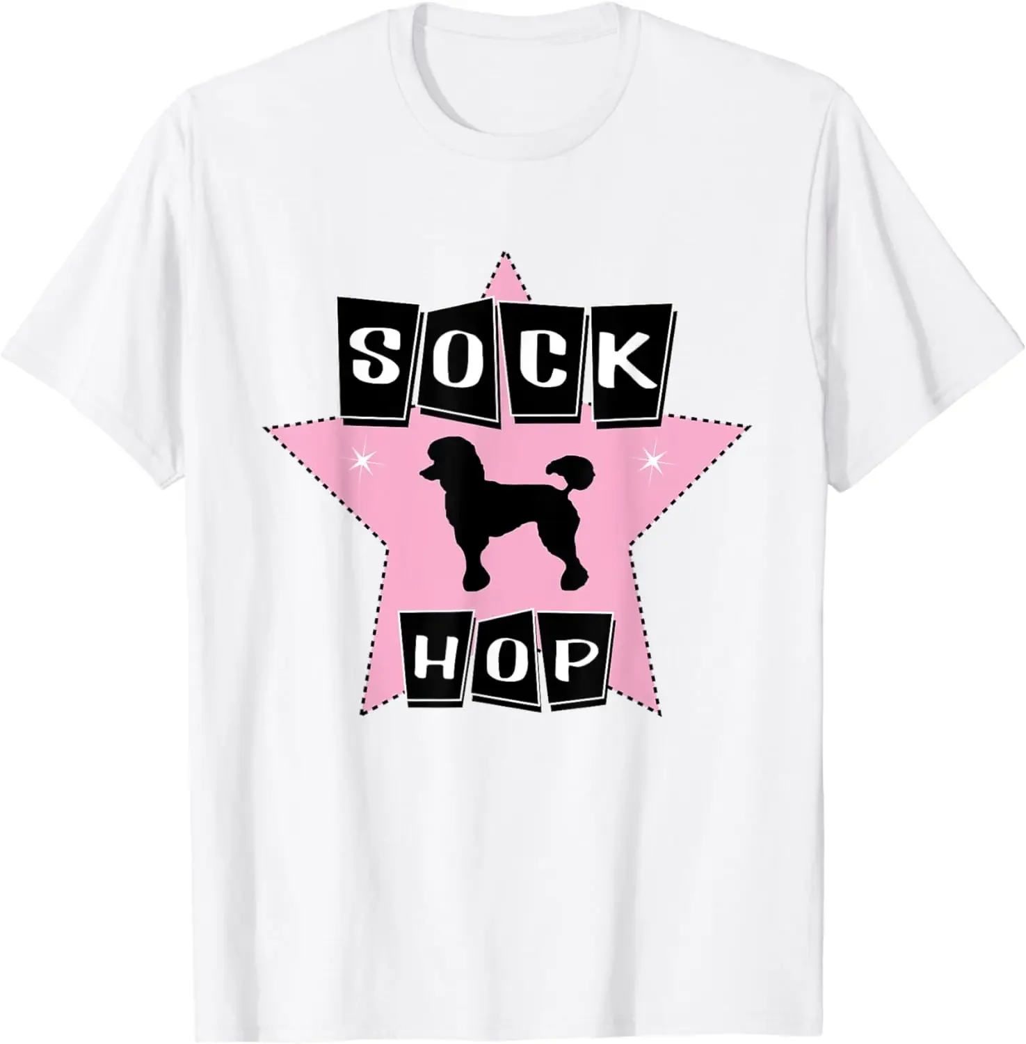 Poodle 1950s Sock Hop Dance Clothes Rock N Roll 50s Pink T-Shirt  Women Clothing Festival Wear Tops  Graphic T Shirts