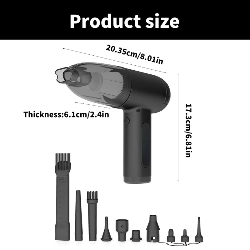 強力な車用掃除機 10000PA パワーハンドヘルド掃除機コードレス充電式
